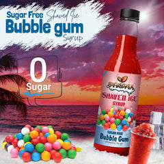 SYRUVIA Sugar-Free Snow Cone Syrup pour highlights zero calories for keto-friendly desserts