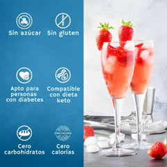Glass of iced tea or lemonade with Syruvia sugar-free strawberry syrup