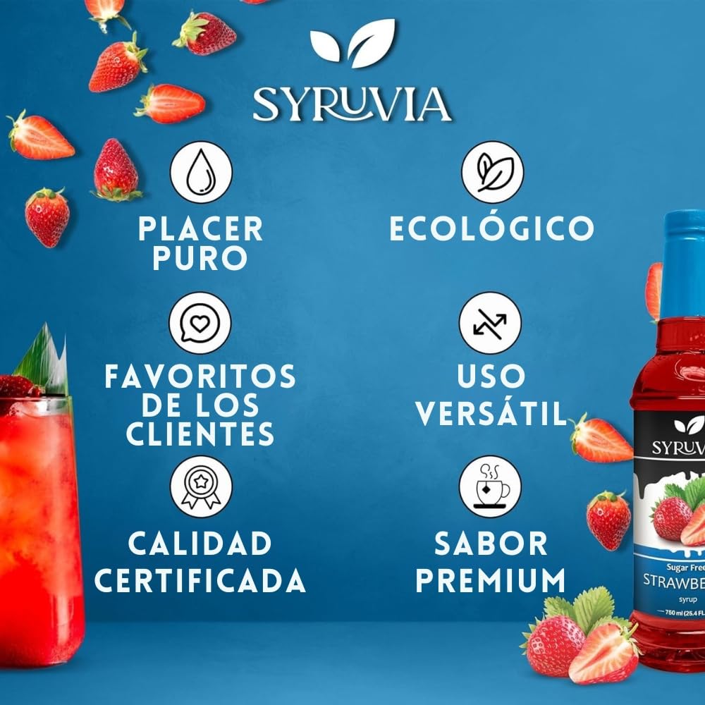 Close-up of Syruvia syrup label highlighting USA-made, Kosher-certified quality