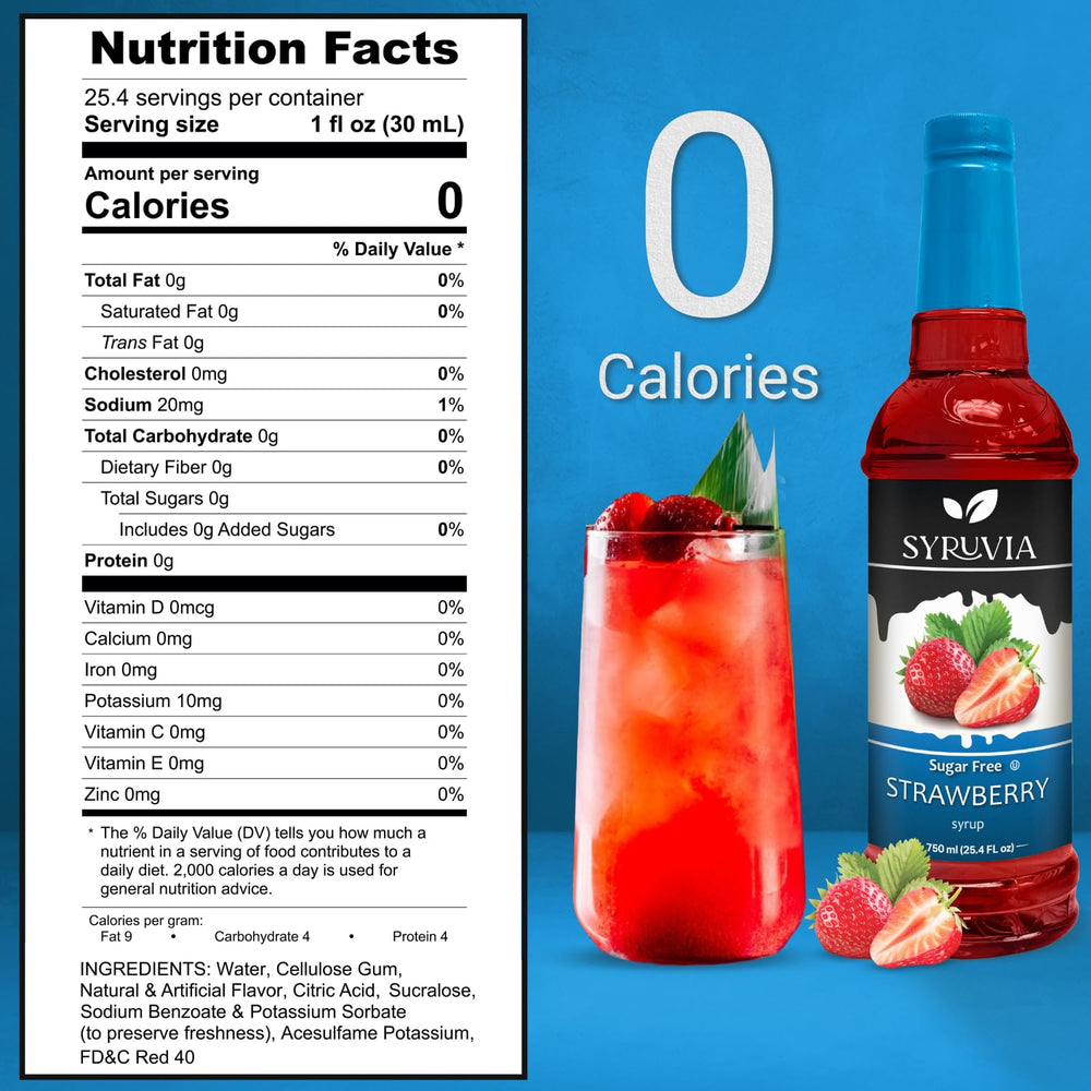 SYRUVIA Sugar-Free Strawberry Syrup pump for easy mess free dosing