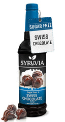 SYRUVIA Sugar Free Swiss Chocolate syrup bottle ready to flavor drinks