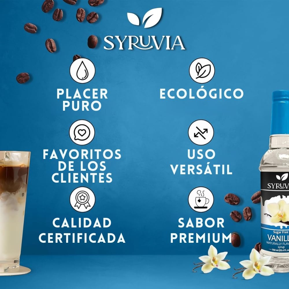 SYRUVIA Sugar Free Vanilla Syrup used in smoothies for vanilla lift.