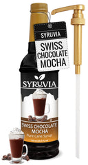 SYRUVIA Swiss Chocolate Mocha Syrup bottle for rich coffee flavor at home