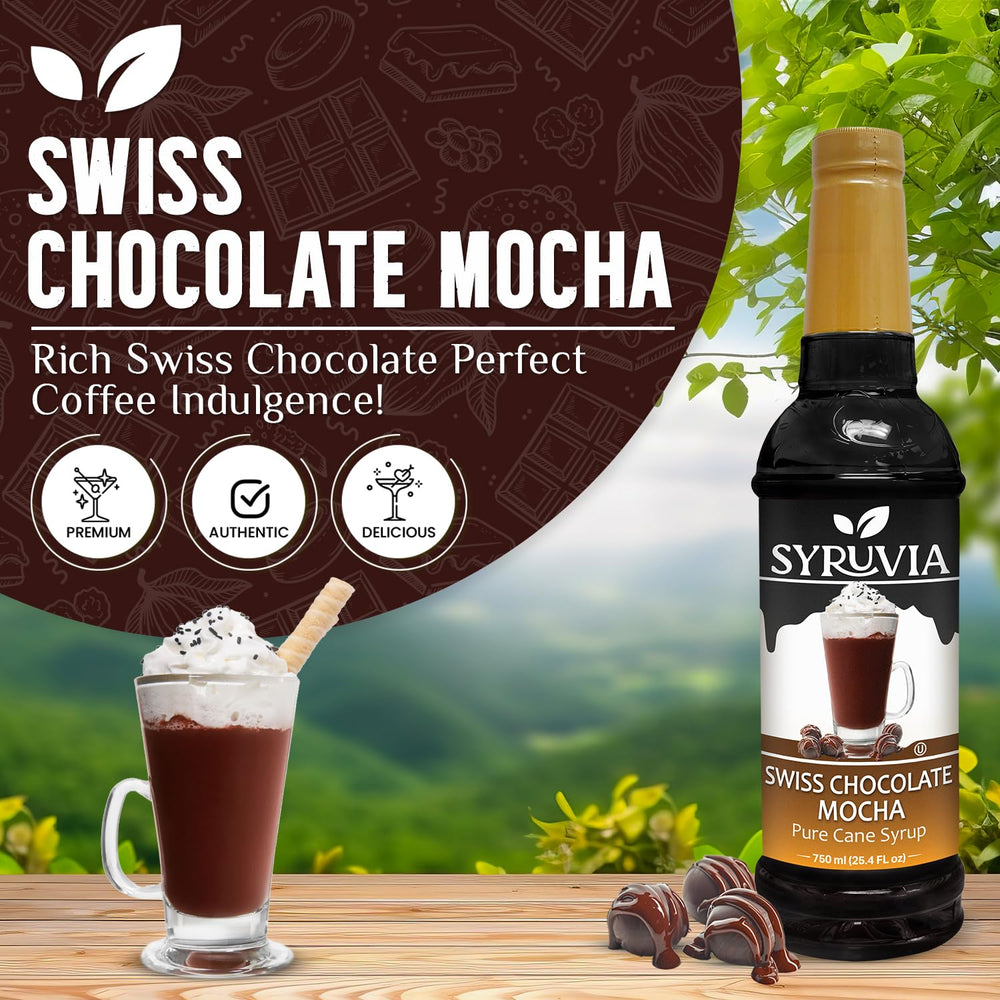SYRUVIA Swiss Chocolate Mocha syrup pour over coffee creates depth