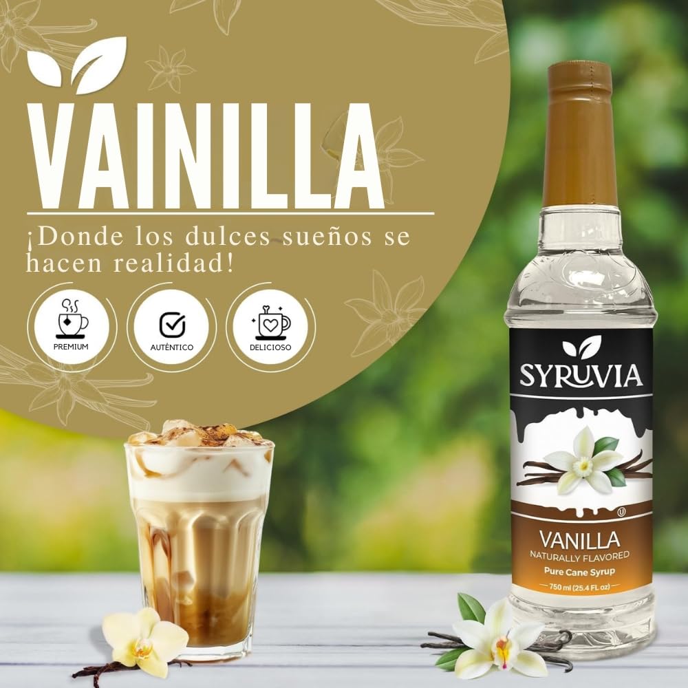 SYRUVIA vanilla syrup drizzle on dessert for creamy vanilla notes