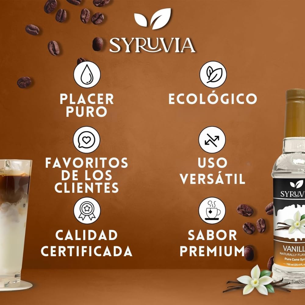SYRUVIA vanilla syrup on cappuccino foam adds gentle sweetness and aroma