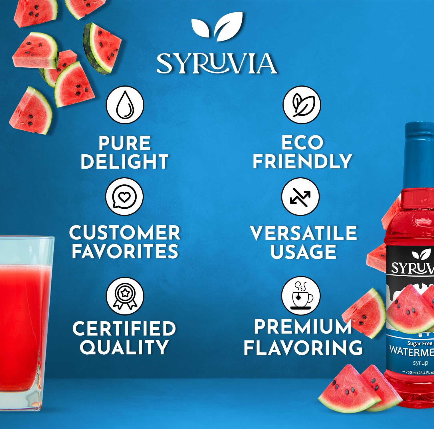 SYRUVIA Watermelon Syrup drizzle over iced tea for fruity twist