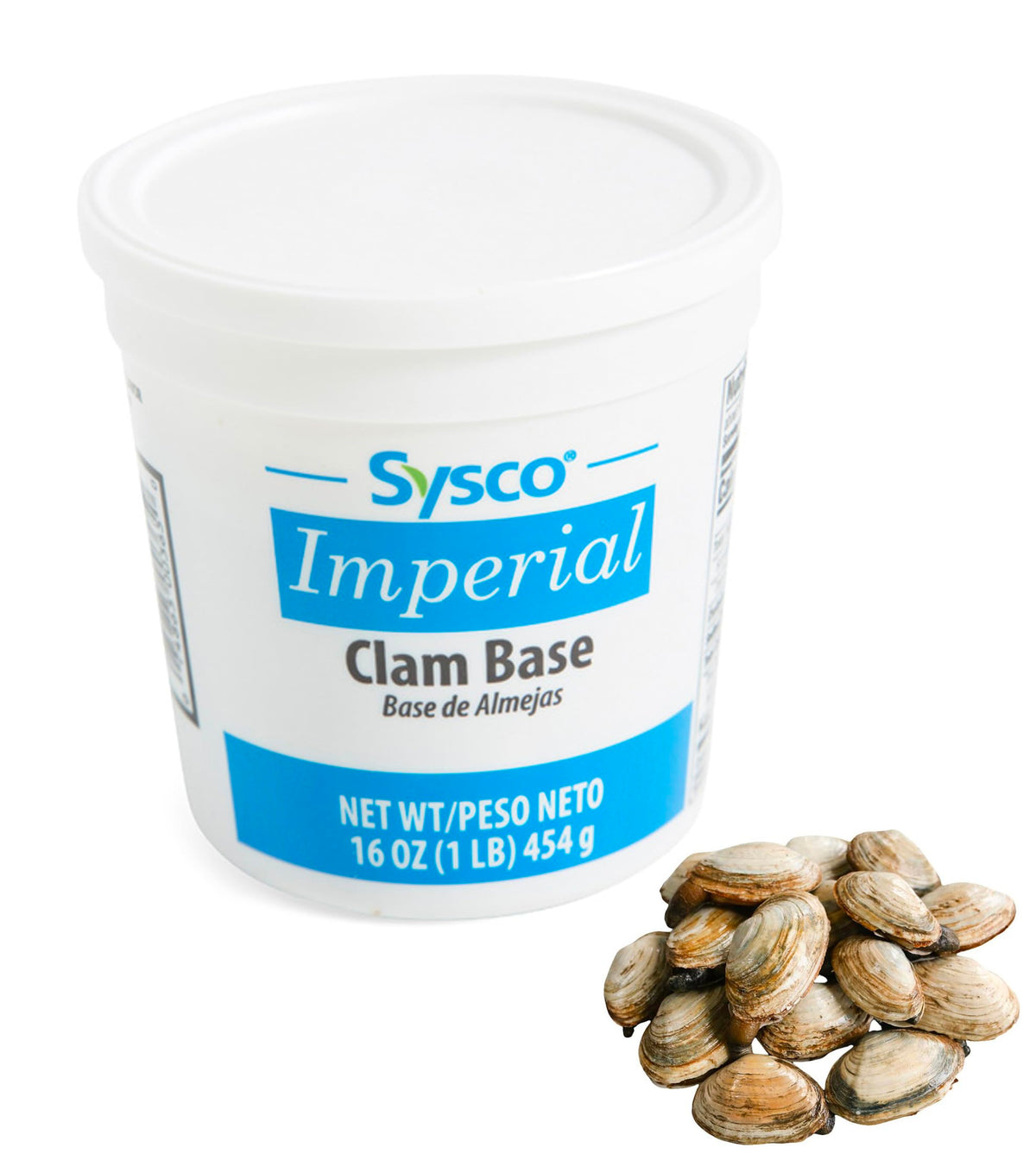 Sysco Clam Base bottle front showing branding and gluten-free status.