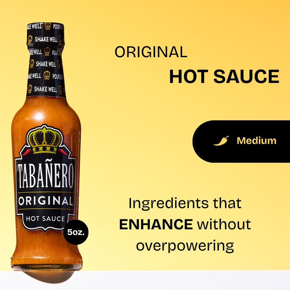 Tabanero Original Hot Sauce ingredients featuring habanero, lime, and agave.