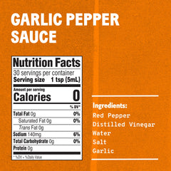 TABASCO Cayenne Garlic Pepper Sauce being poured over pasta for extra zest.