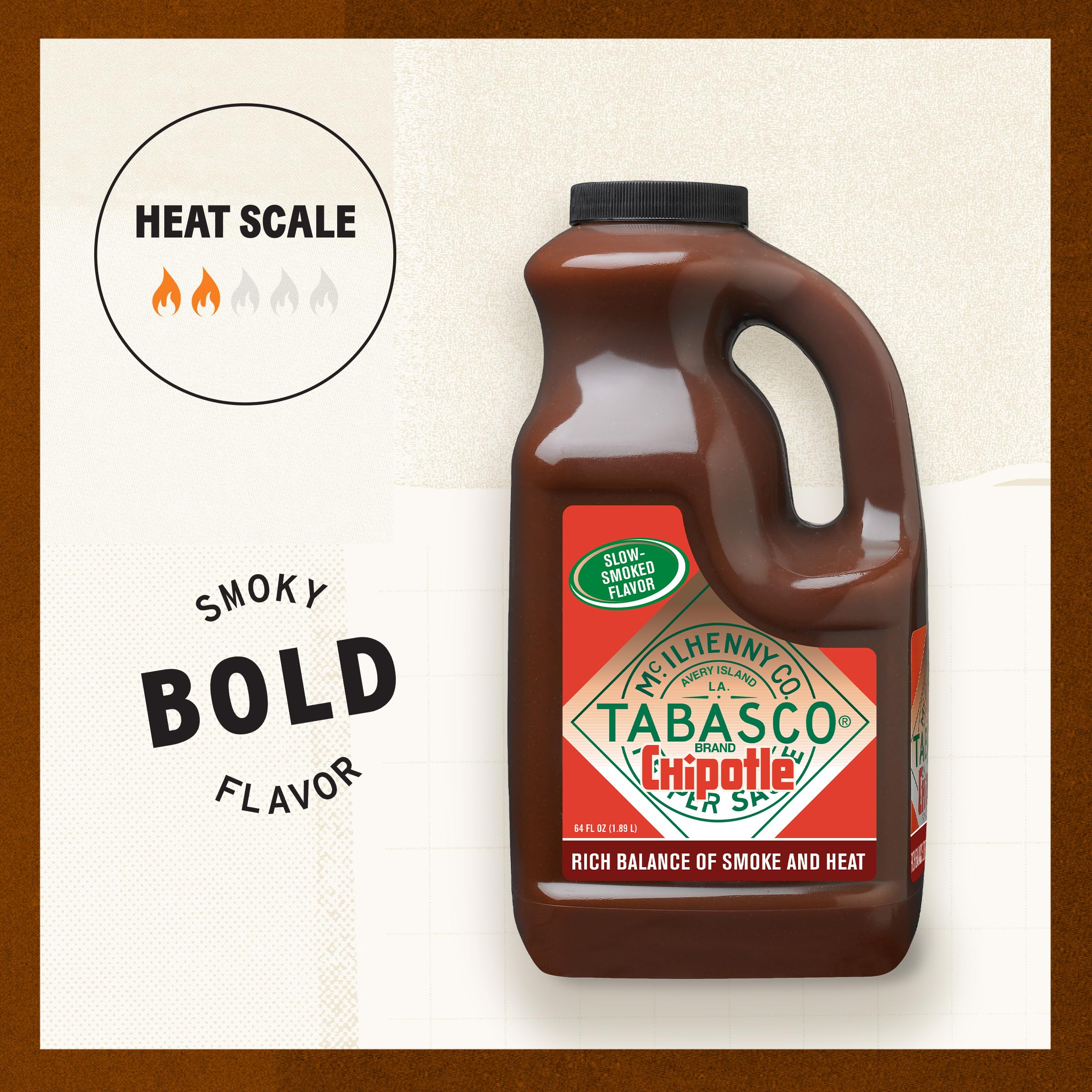 TABASCO Chipotle sauce bulk jug on grill suggesting marinating meats.