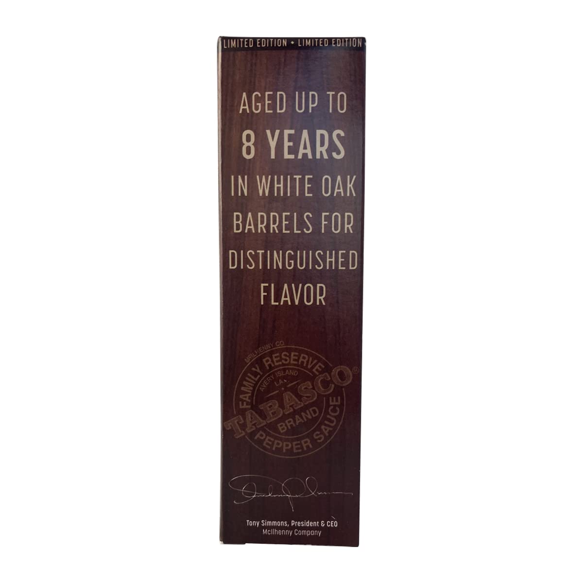 TABASCO Family Reserve 5 oz glass bottle in stylish setting