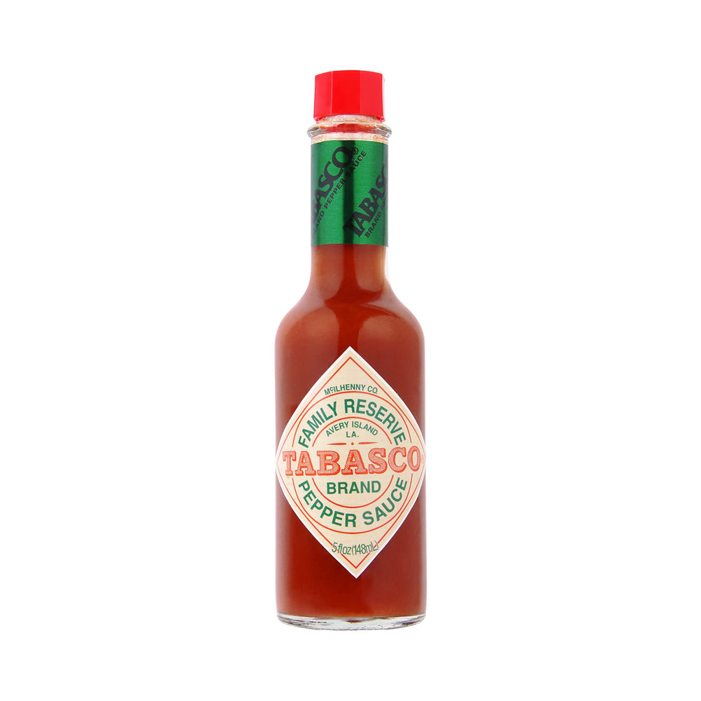 TABASCO Family Reserve pepper sauce bottle on countertop, elevating weeknight chicken