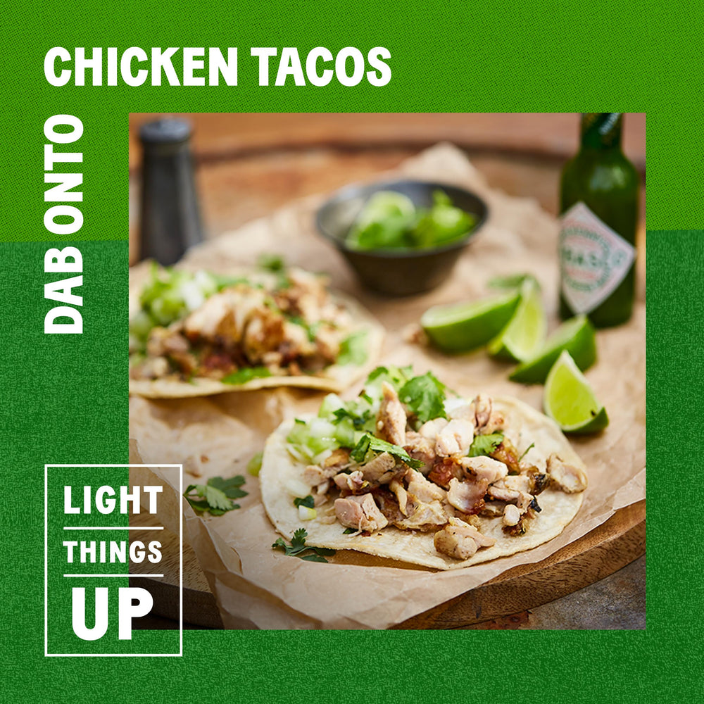 TABASCO Green Jalapeño Sauce on tacos adding mild heat