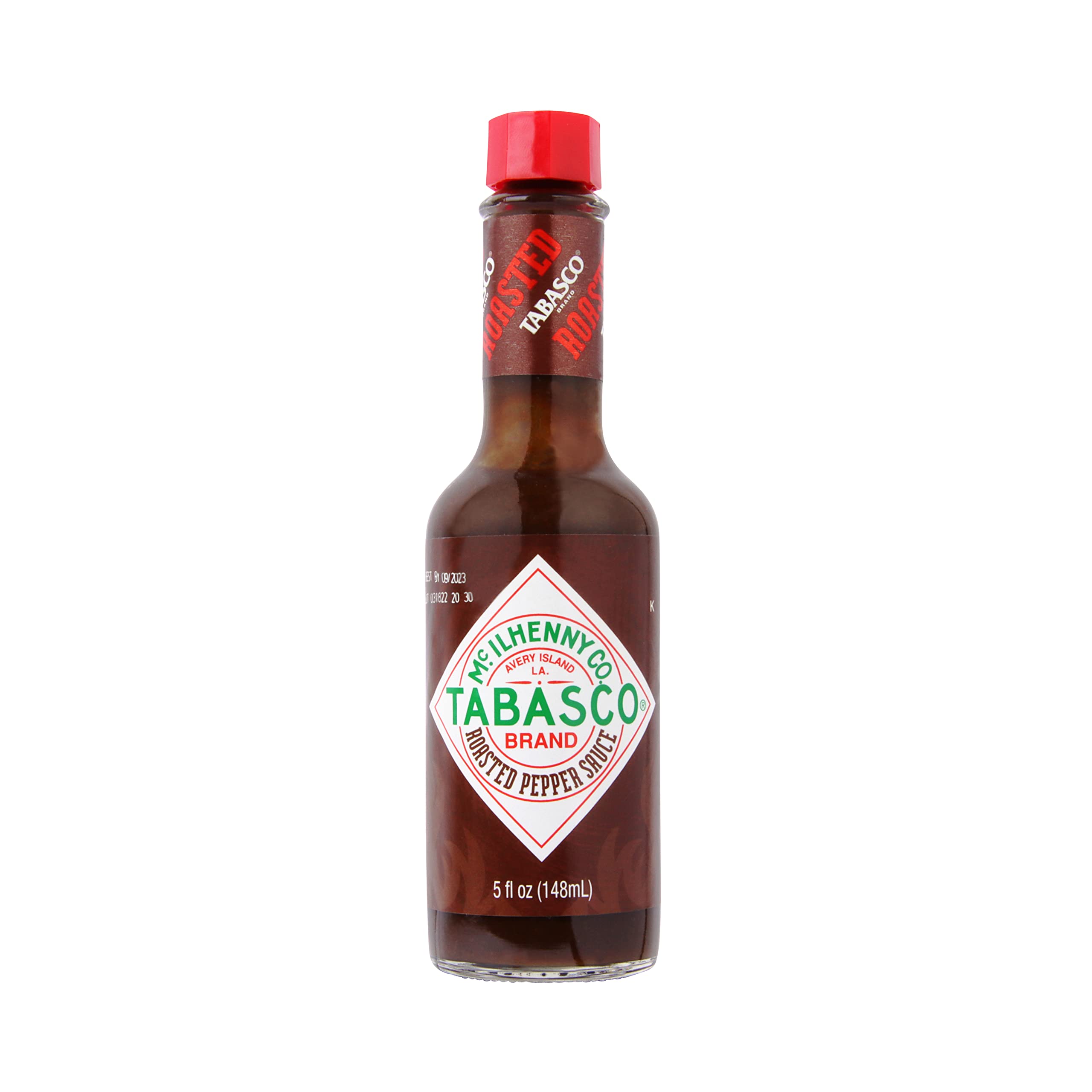 TABASCO Roasted Pepper Sauce bottle front view for bold grilling flavor.