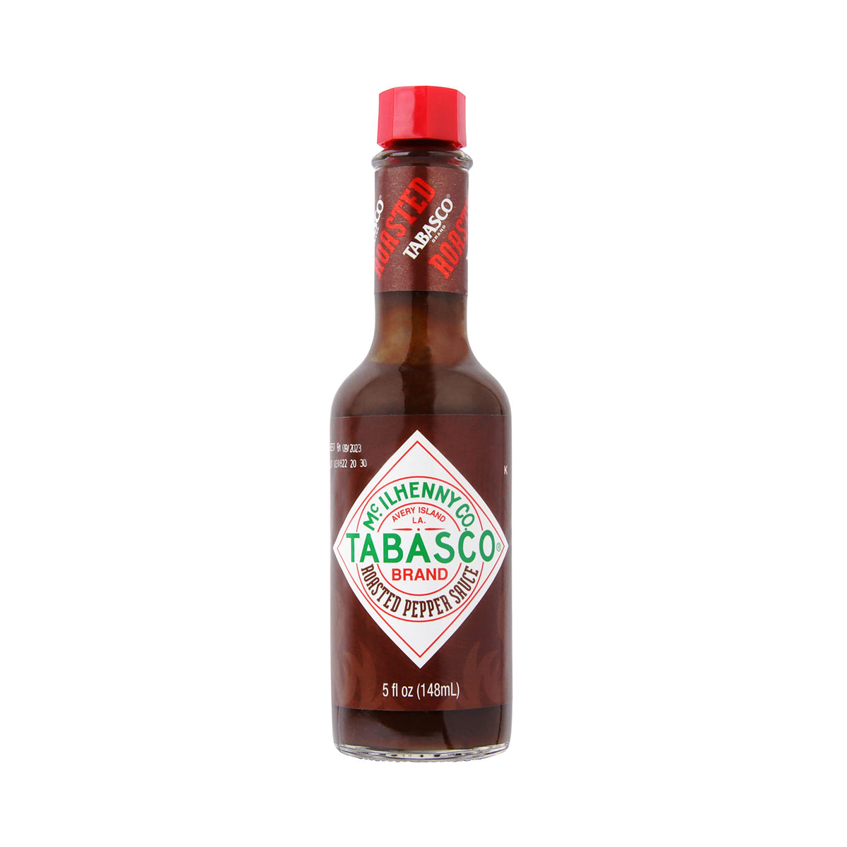 TABASCO Roasted Pepper Sauce bottle front view for bold grilling flavor.