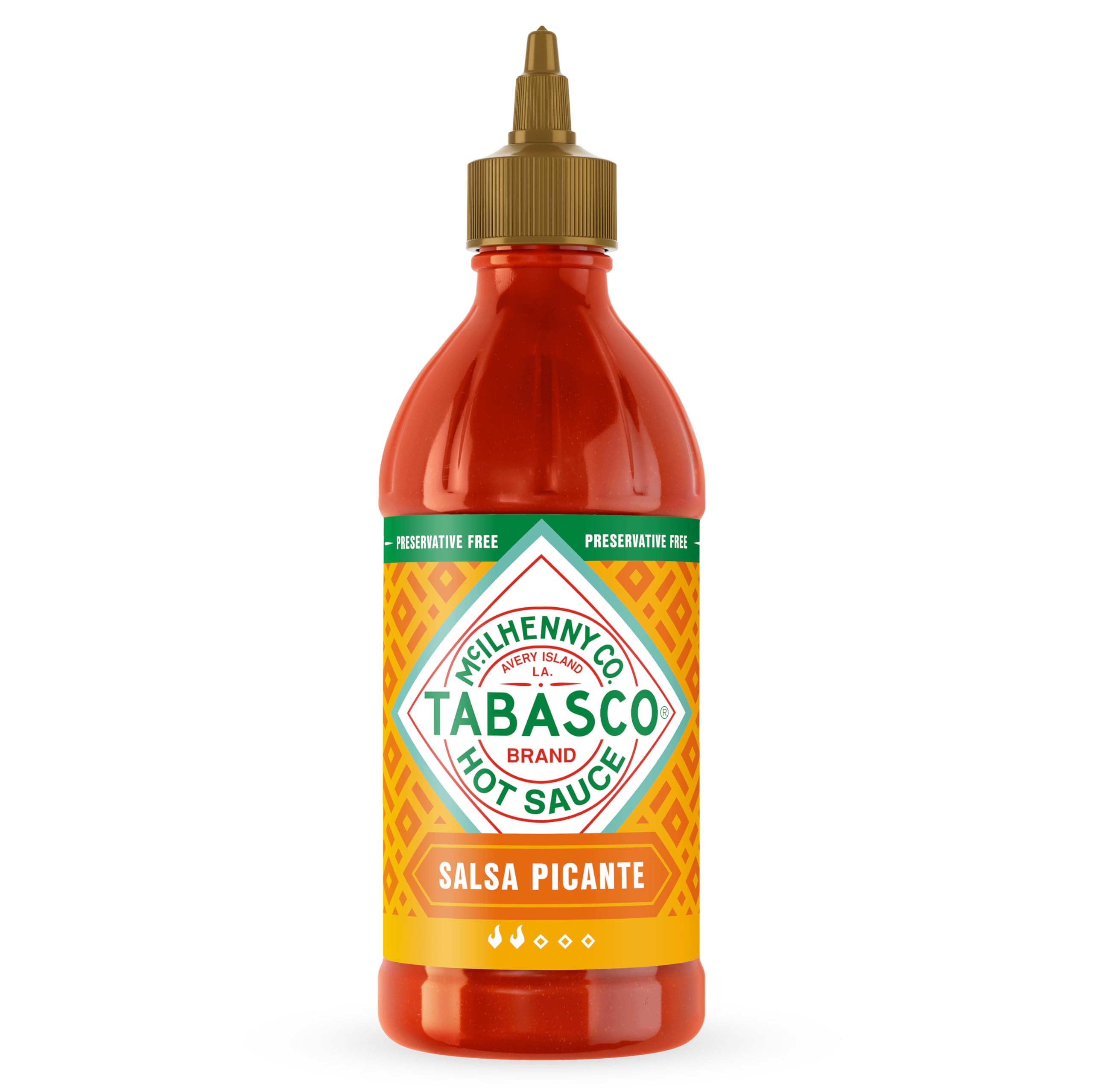 TABASCO Salsa Picante in an easy-squeeze bottle for controlled drizzling on tacos.