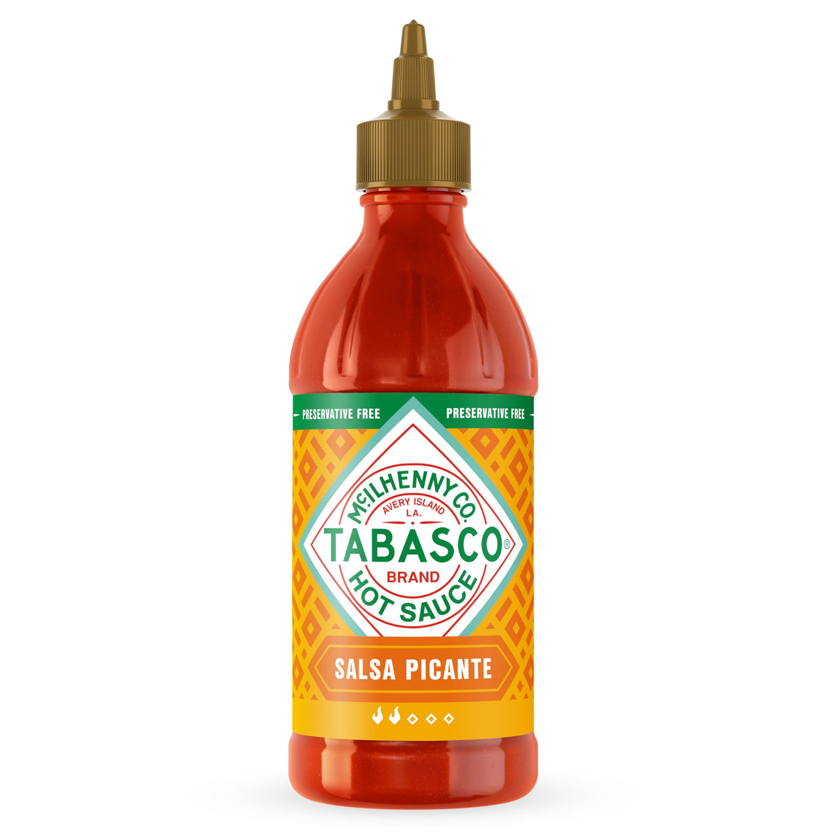 TABASCO Salsa Picante in an easy-squeeze bottle for controlled drizzling on tacos.