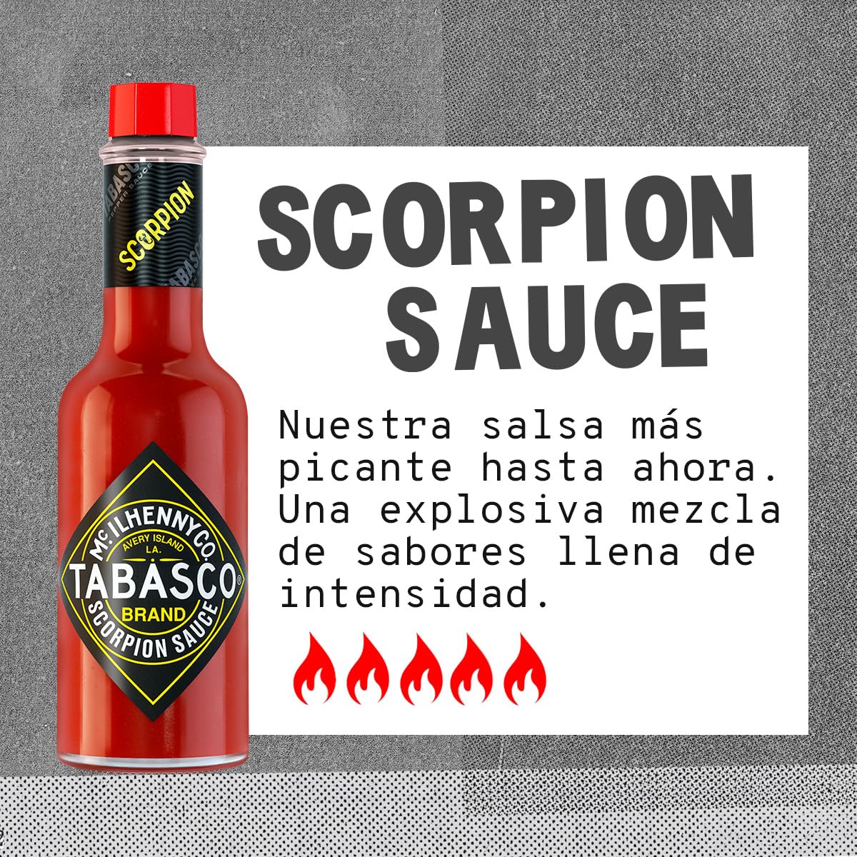 Tabasco Scorpion Hot Sauce used as finishing heat on a dish.