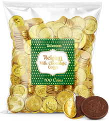 Taboom Belgian Milk Chocolate Gold Coins in shiny foil for elegant dessert table display