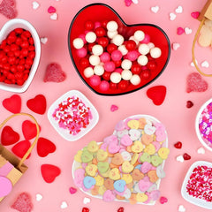 Bright pastel colors from Taboom hearts enhance candy buffets and dessert tables.