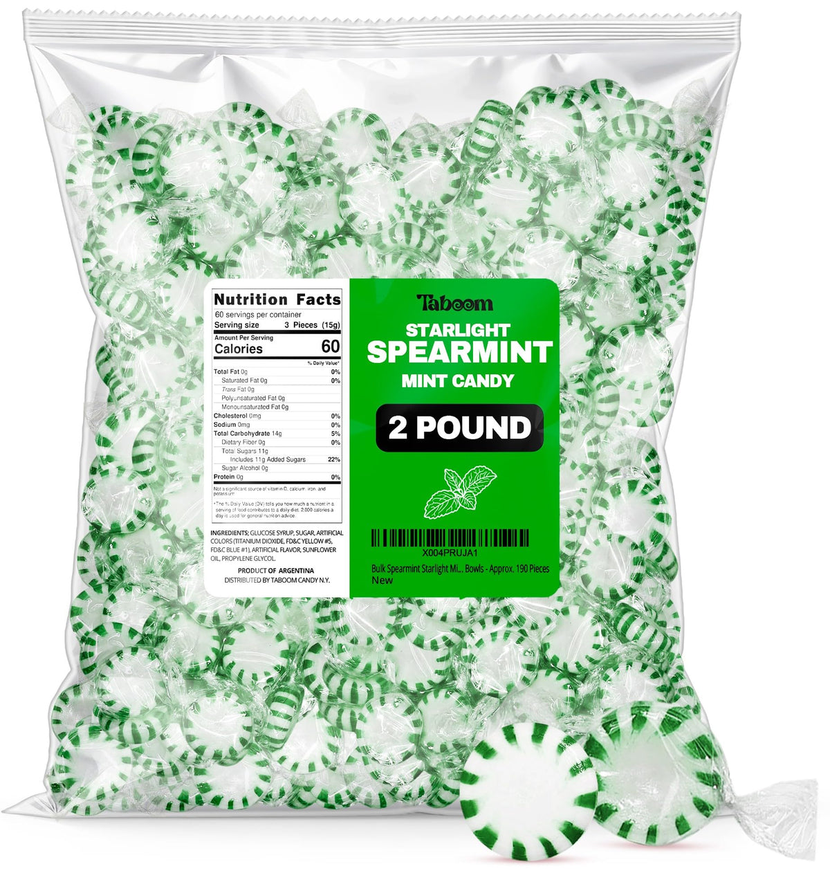 Taboom bulk spearmint starlight candies 2 lb bag ready for sharing