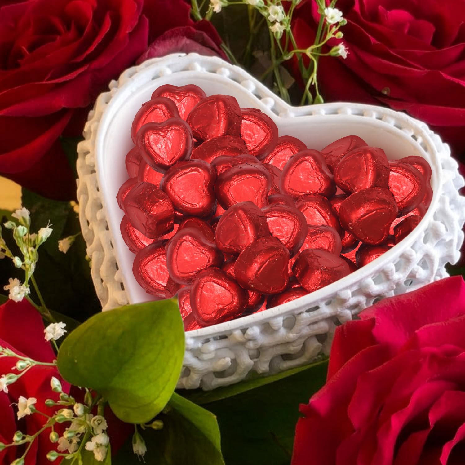Taboom cupcake toppers and desserts benefit from festive red-wrapped hearts.