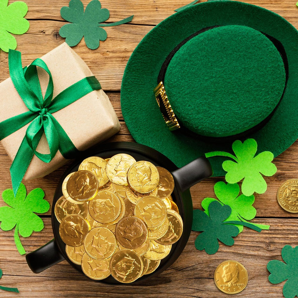 Taboom coins shining in gift bags and decorative jars
