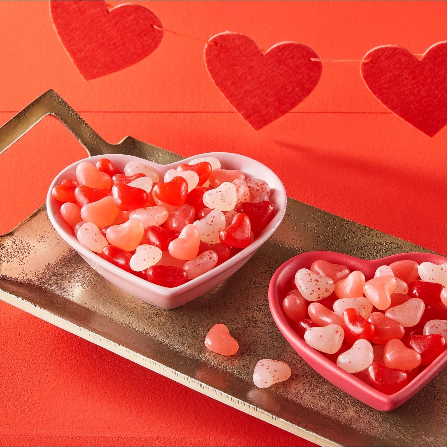 Taboom heart-shaped jelly beans close-up with glossy shells