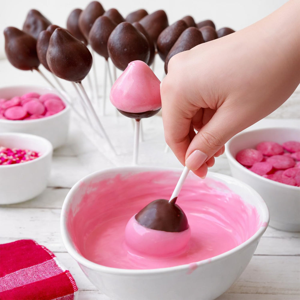 Taboom pink wafer melts melt smoothly for easy decorating and drizzling.
