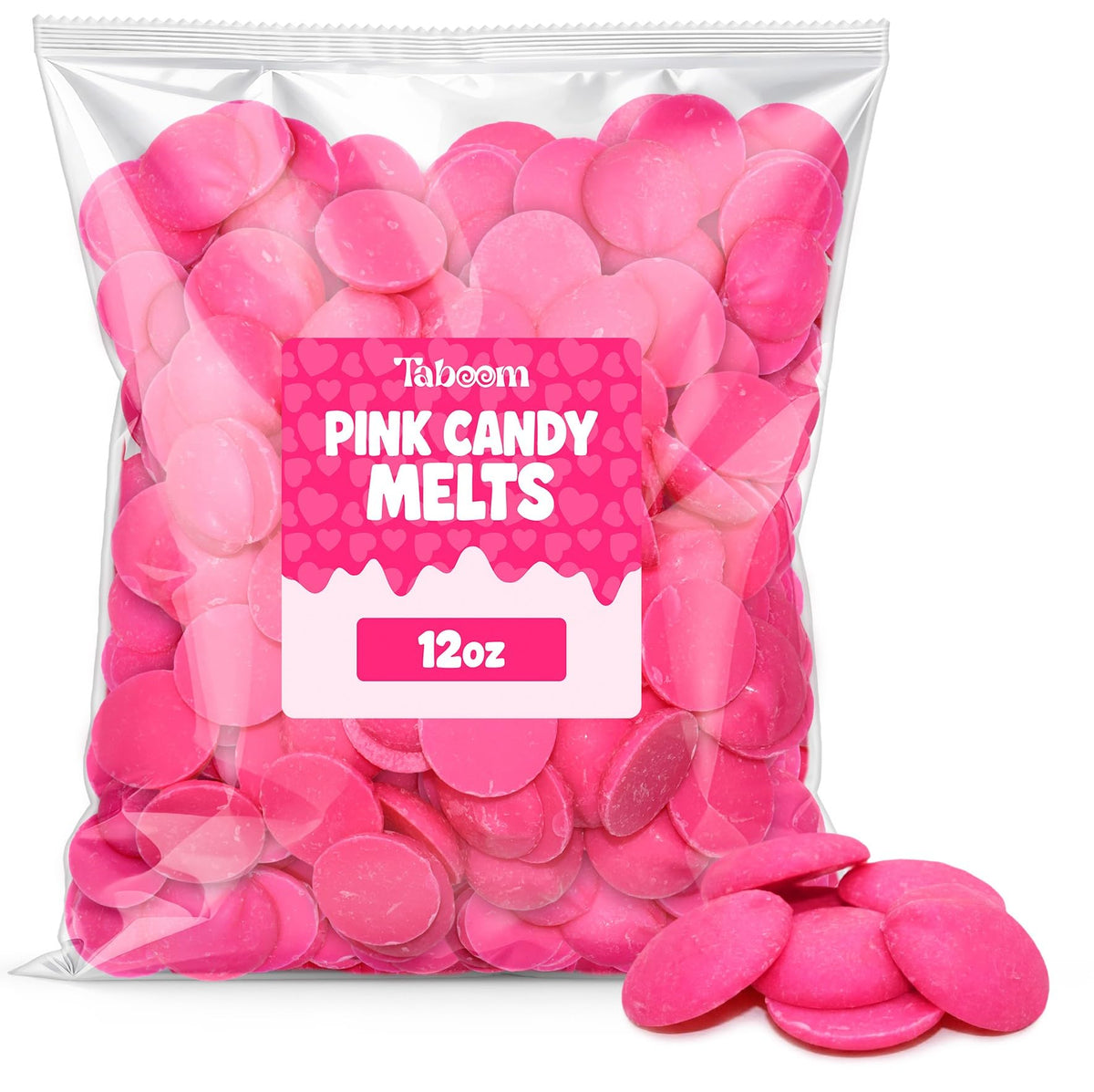 Taboom Pink Candy Wafer Melts for dipping and coating glossy treats with vibrant color.