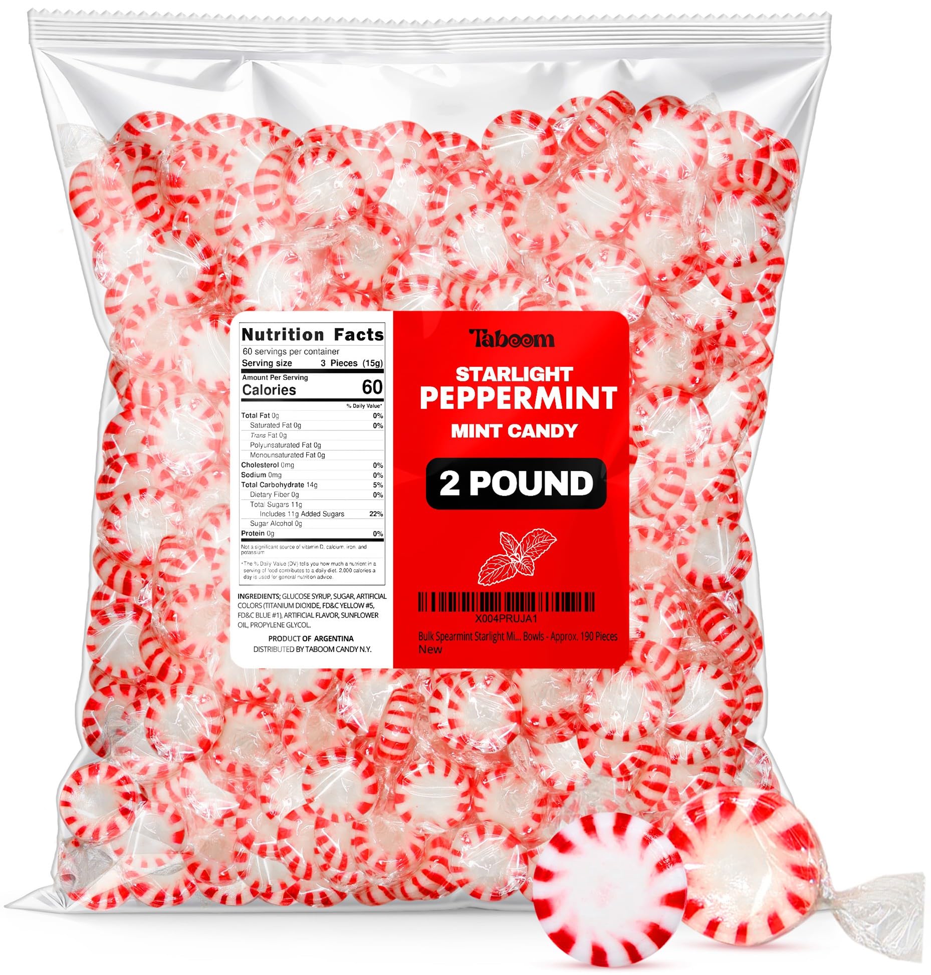 Taboom Starlight Peppermints bulk pack in a party candy bowl