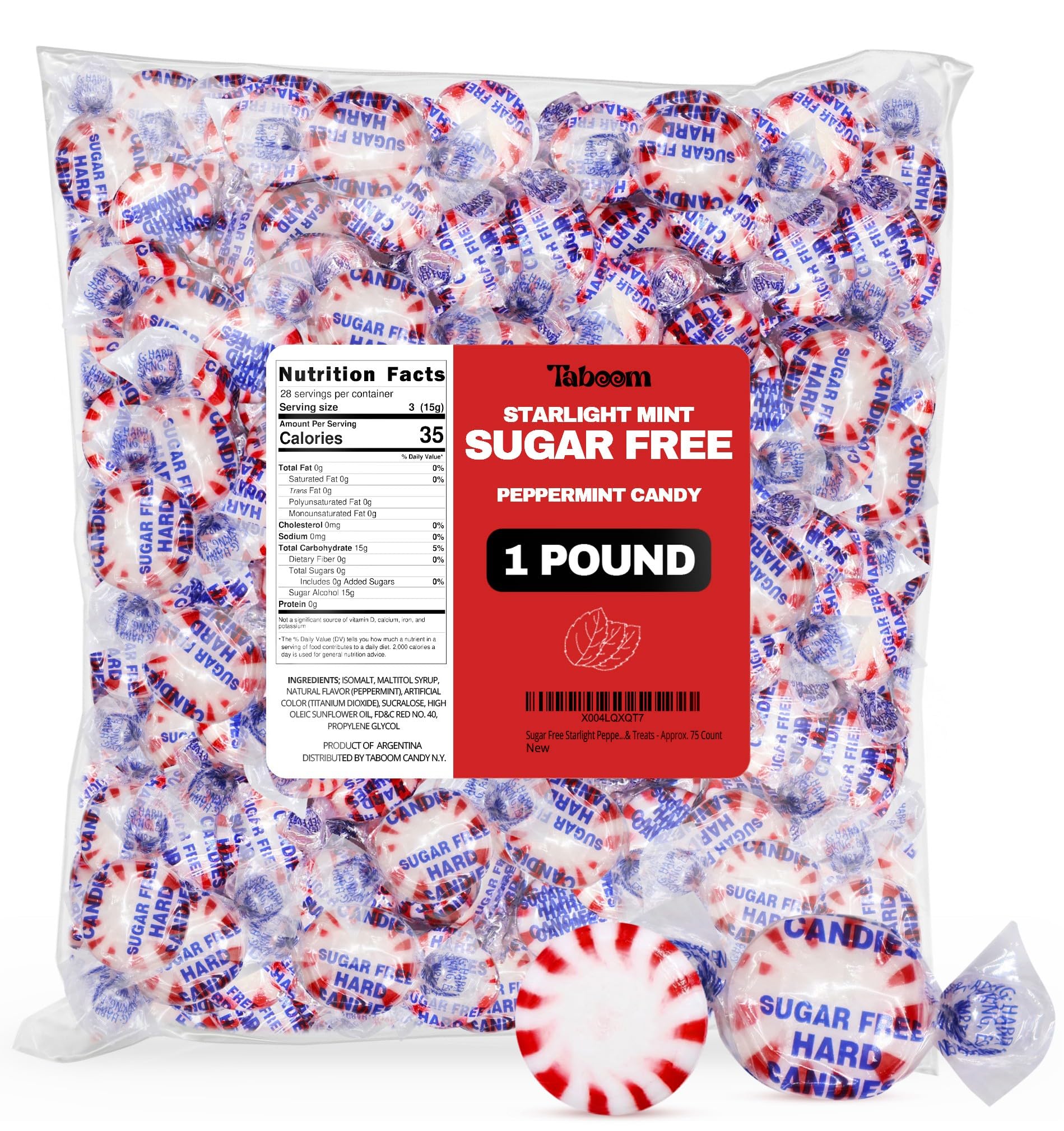 Taboom Sugar-Free Starlight Mints box-front view for refreshing breath