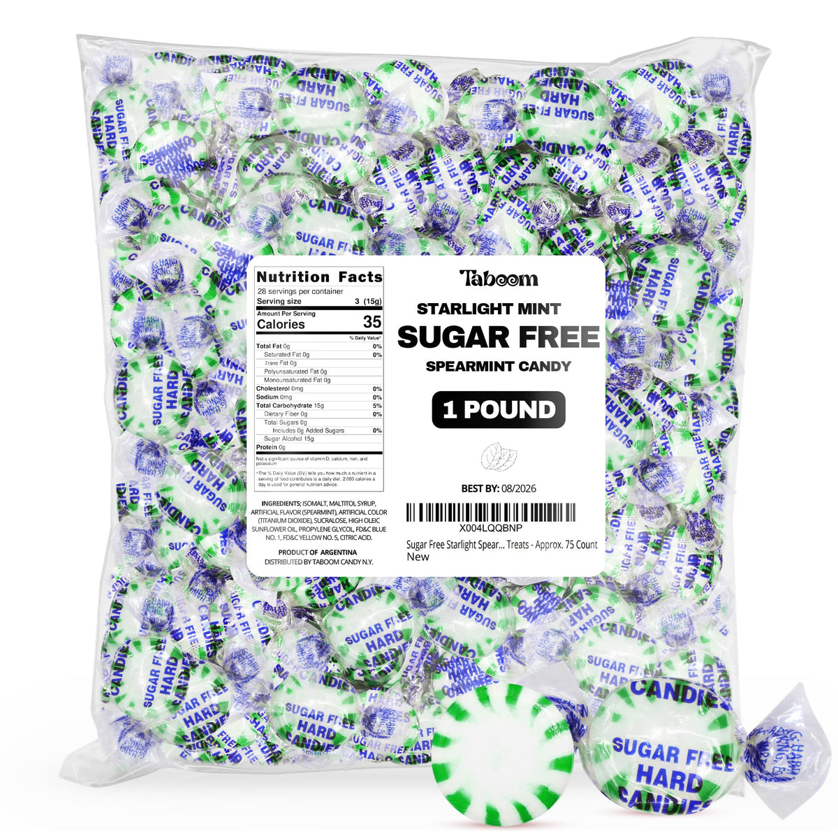 Taboom sugar-free starlight spearmint disc with crisp mint flavor.
