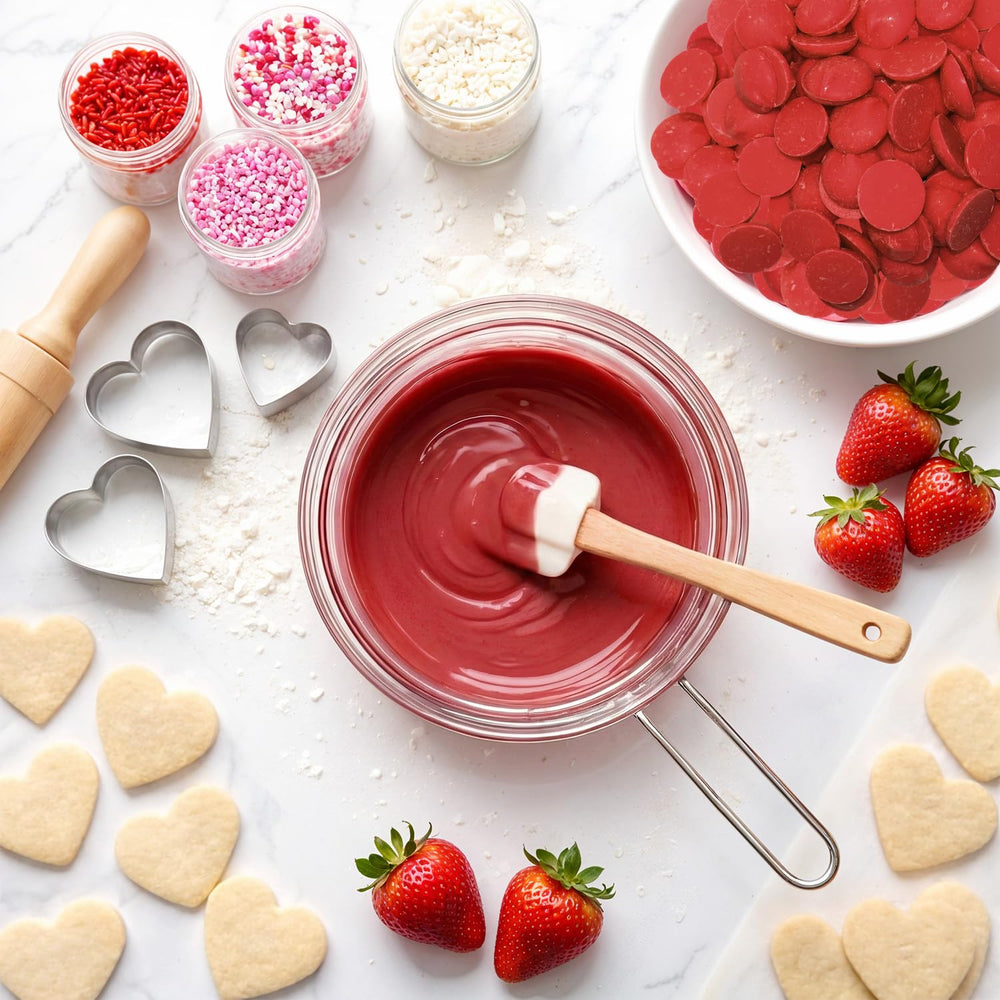 Valentine's Day desserts look professional with Taboom red wafers.