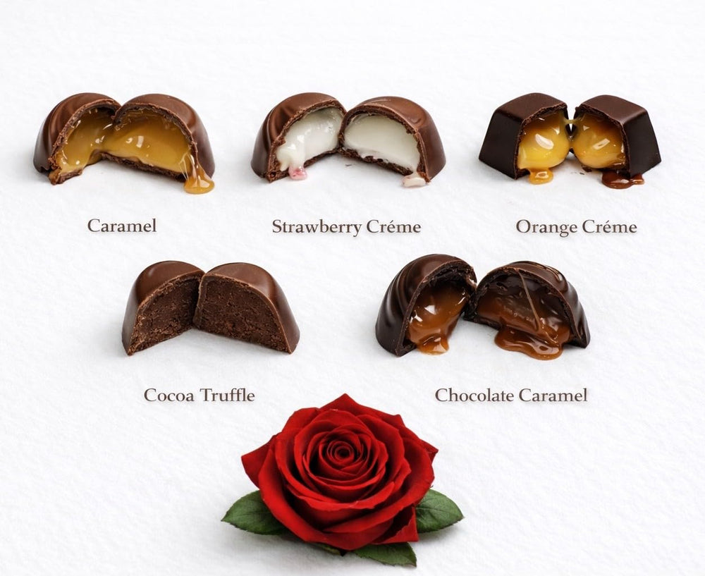 Taboom gift box inside view reveals abundant chocolates for sharing.