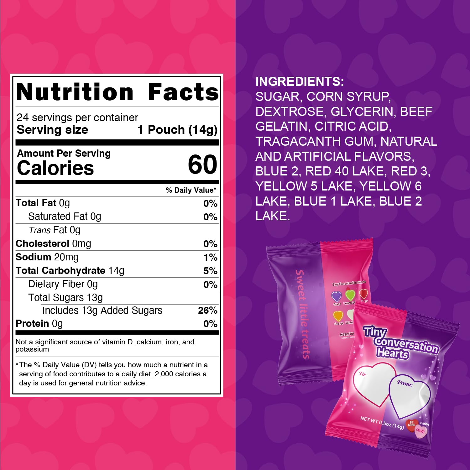 Taboom mini packs individual candy with sweet messages for sharing.
