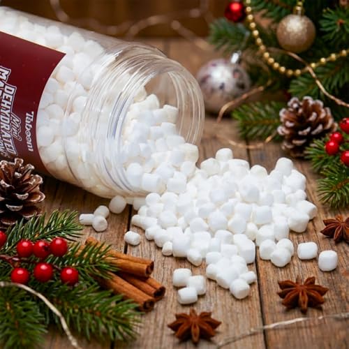 Taboom vanilla dehydrated marshmallow bits sprinkled on cocoa bars for holiday crunch.