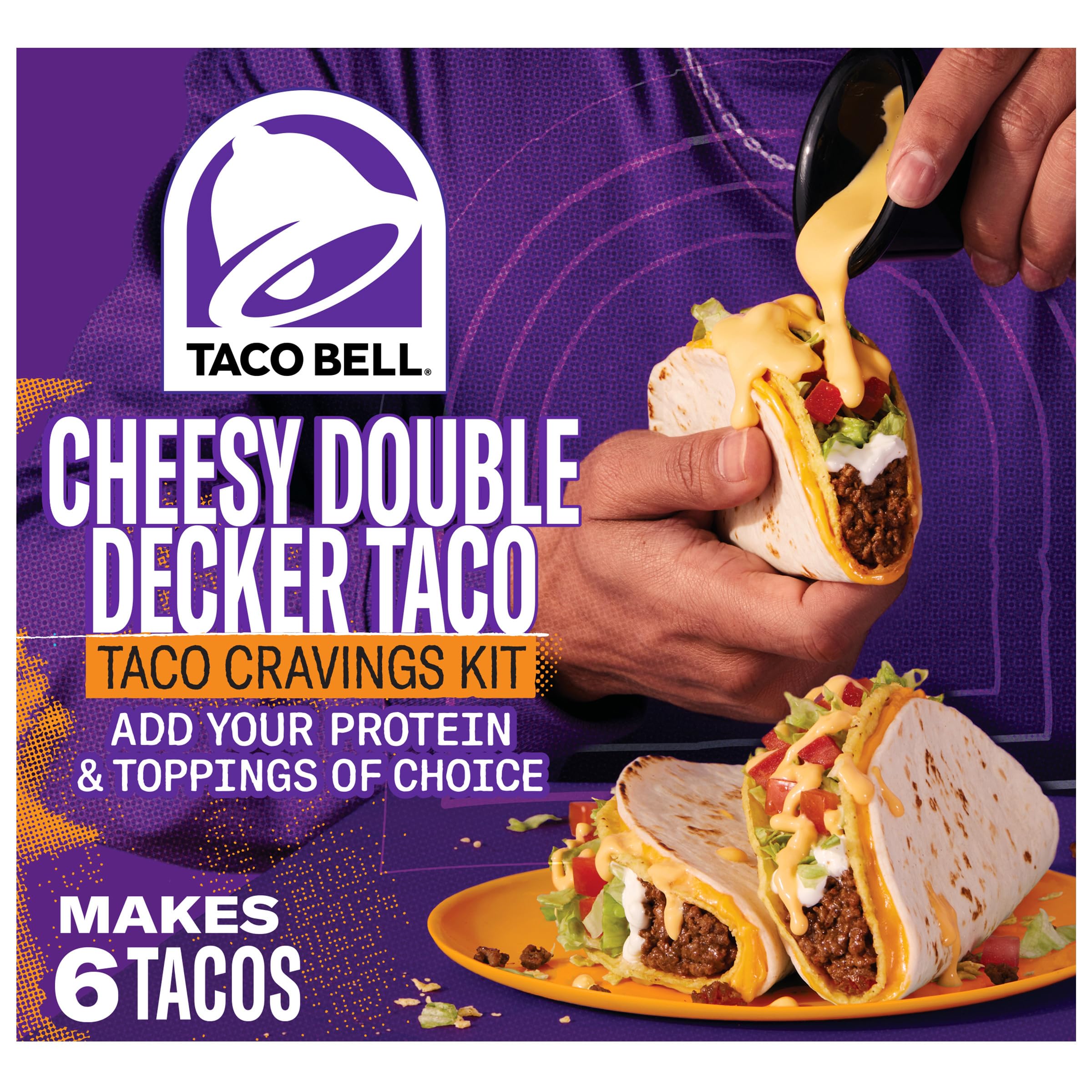Taco Bell Cheesy Double Decker Taco kit assembled for a family dinner, showcasing the two components
