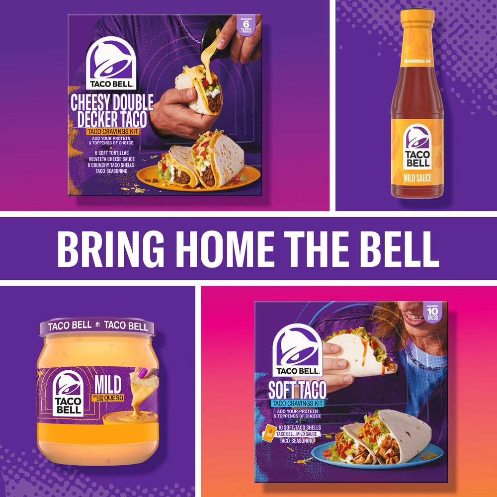 Taco Bell cravings-kit contents display for quick meals.
