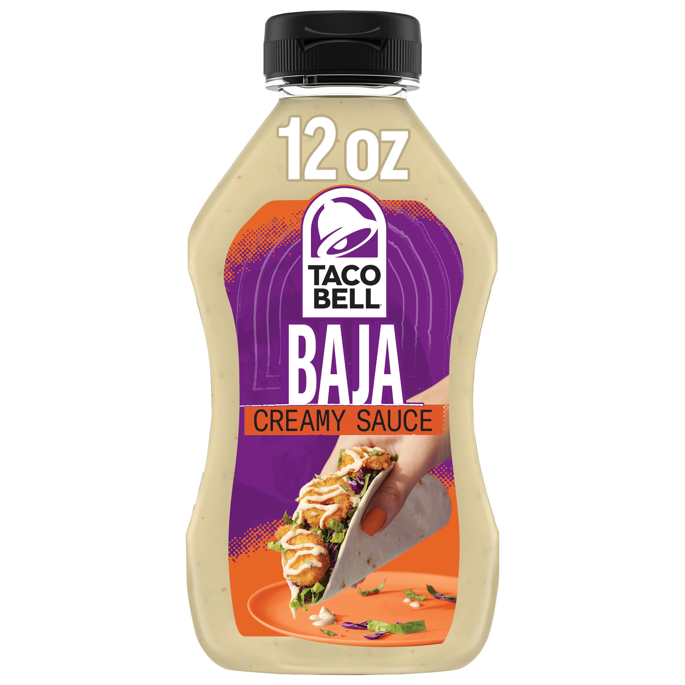 Taco Bell Creamy Baja Sauce bottle showcases bold, creamy flavor for tacos.