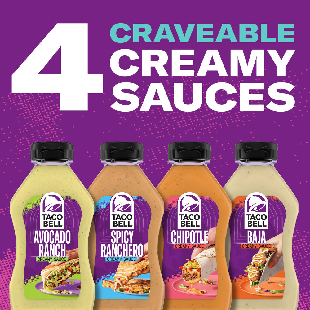 Taco Bell Creamy Baja Sauce served with tacos on a plate.