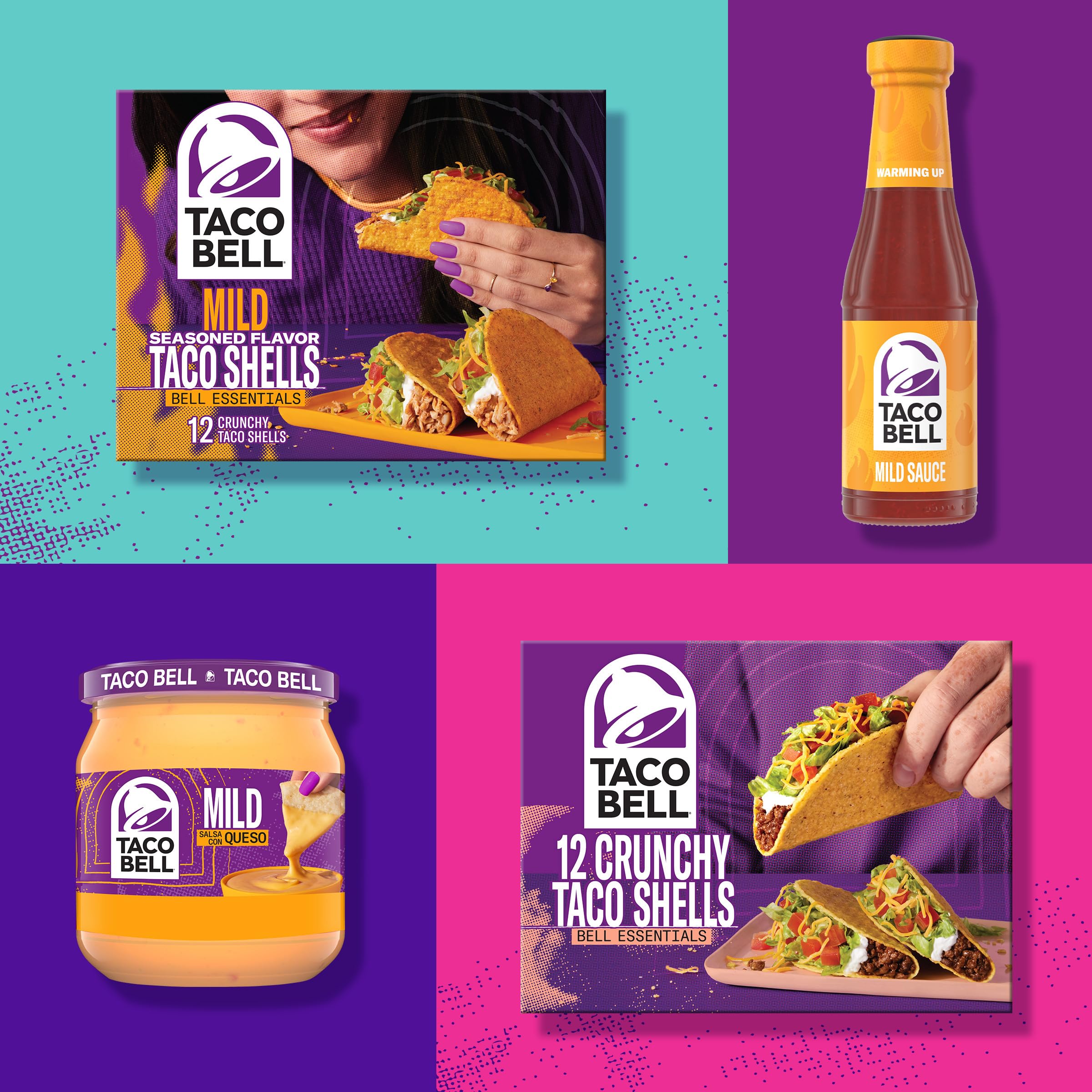 Taco Bell Crunchy Taco Shells packaging shows 12 shells per box.