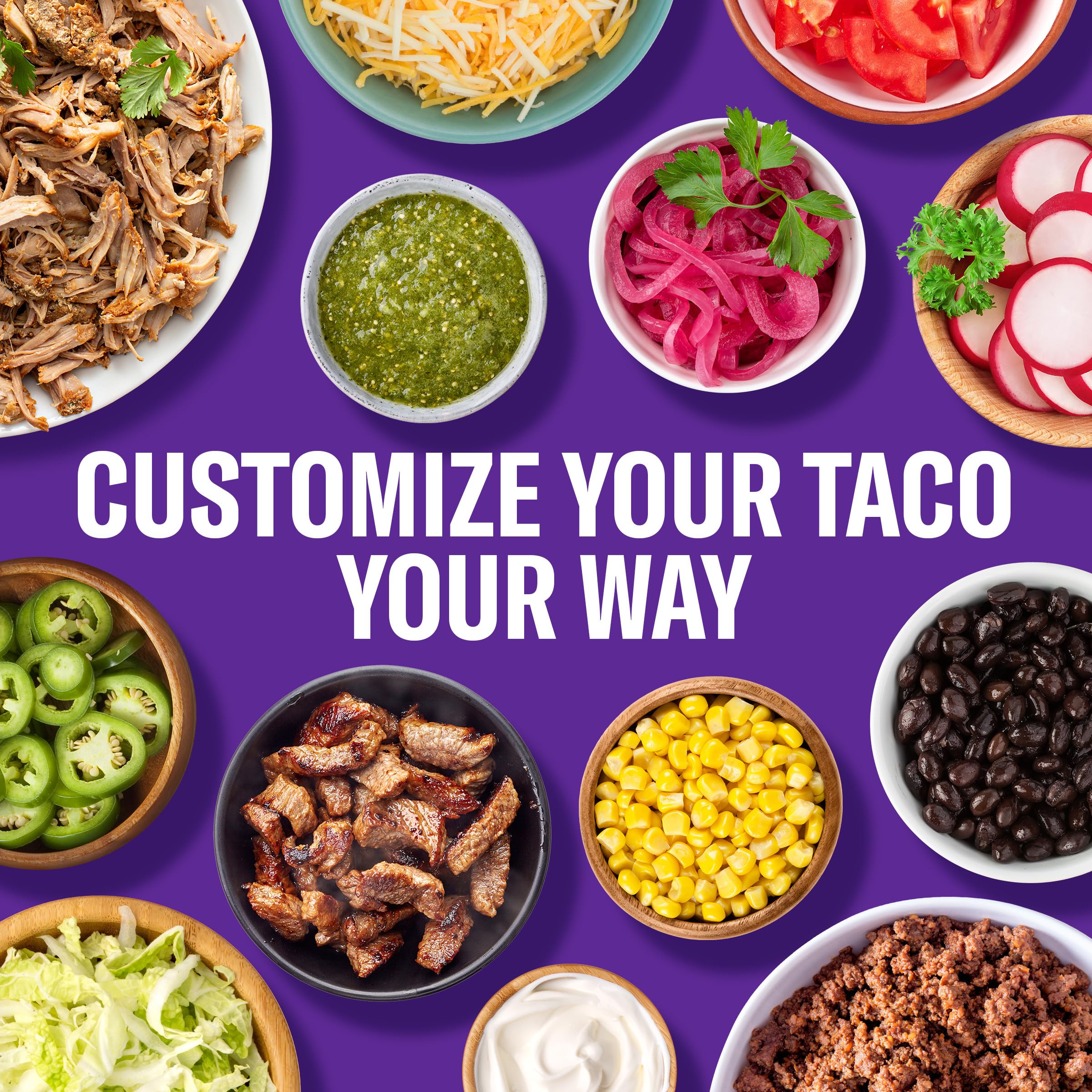 Taco Bell ready-to-assemble tacos on a serving plate.