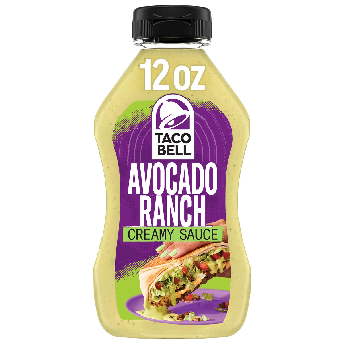 Taco Bell Creamy Avocado Ranch Sauce bottle front, ready to zest meals.