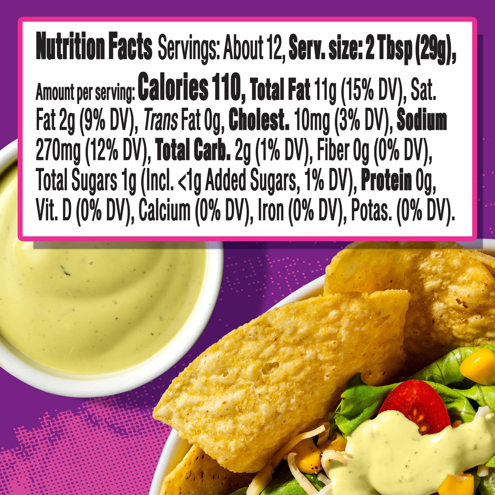 Taco Bell Creamy Avocado Ranch Sauce bottle pour for easy topping.