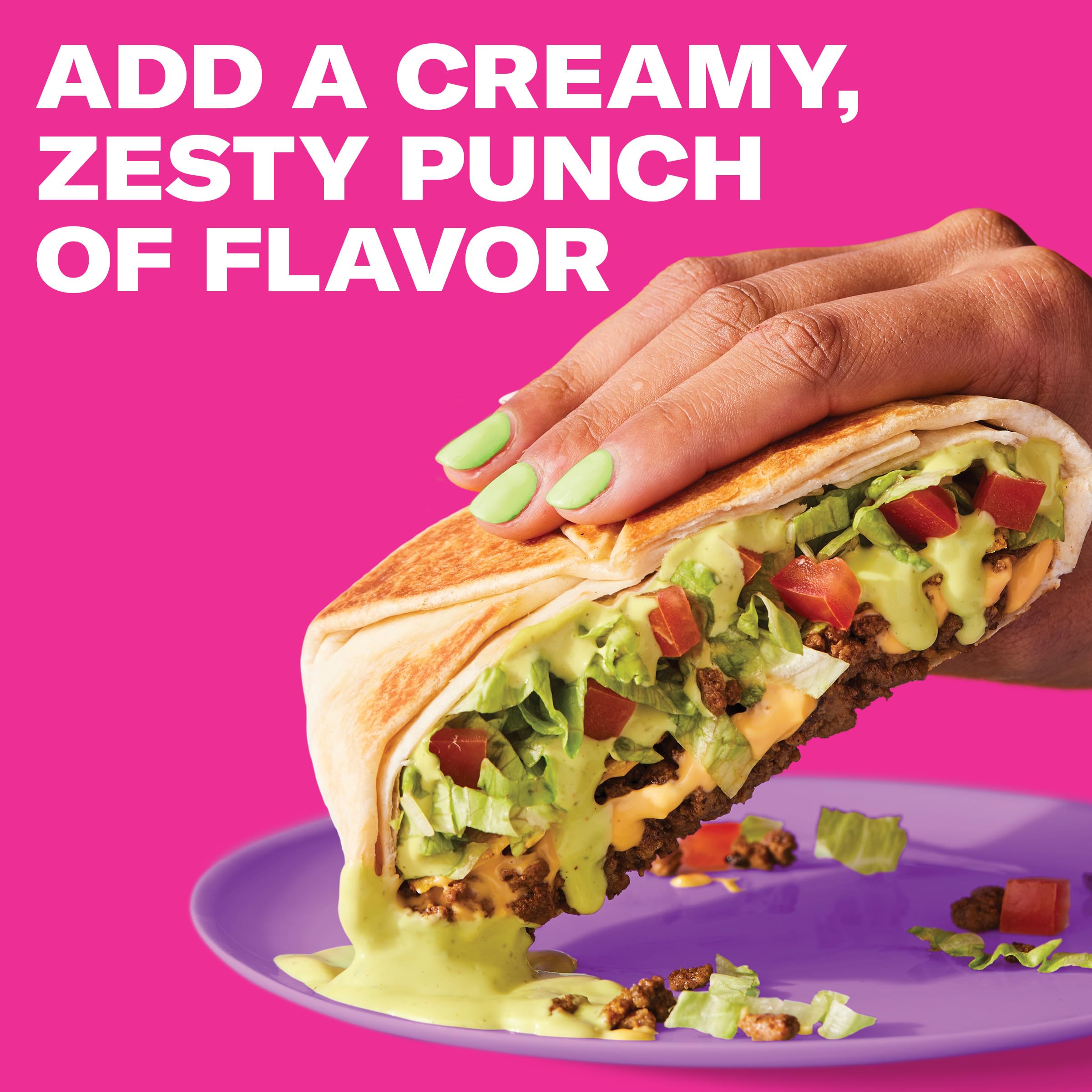Taco Bell Creamy Avocado Ranch Sauce adds creamy zest to salads.