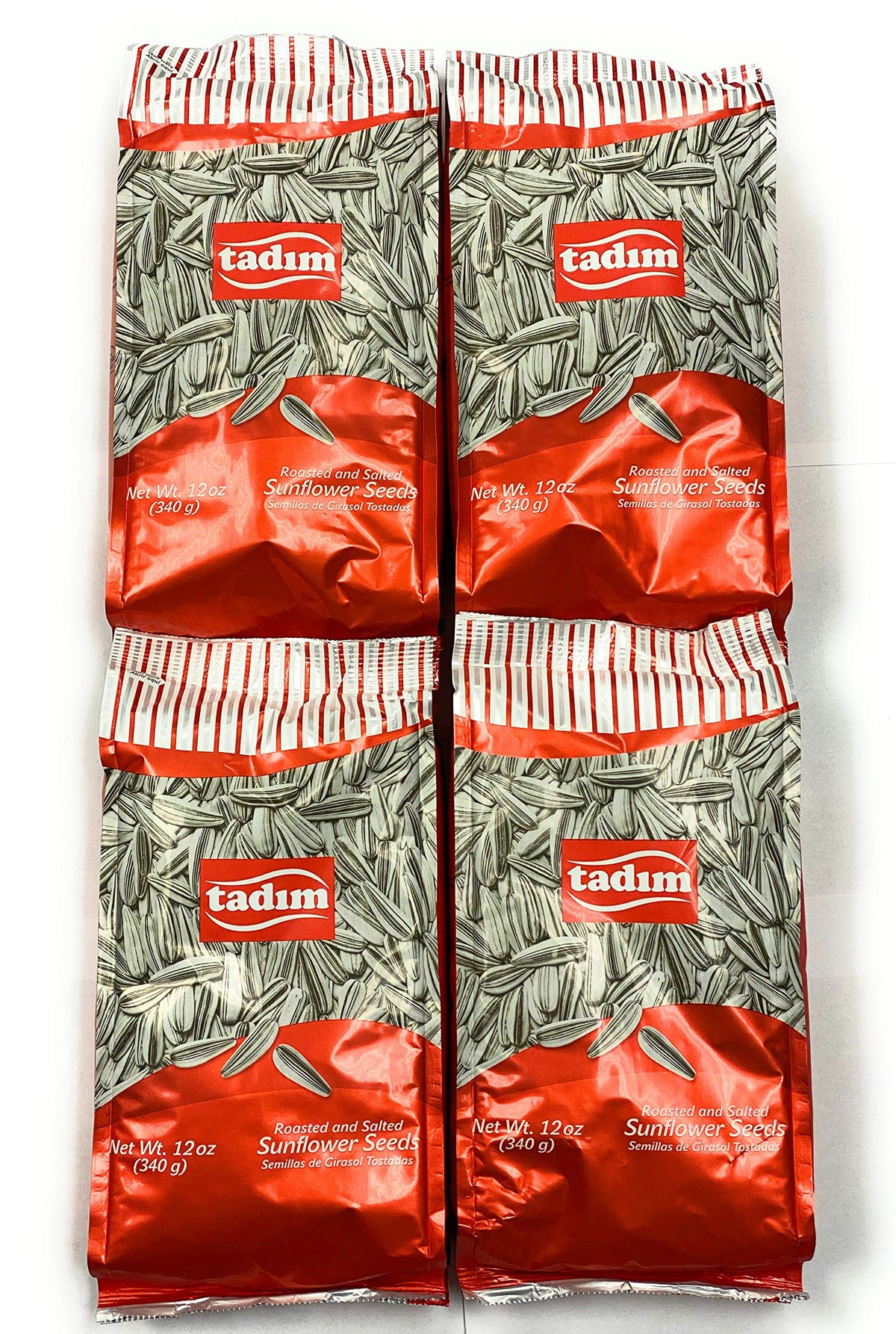 Tadım salted sunflower seeds front view, ideal snack on the go.