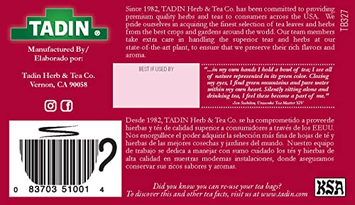 Tadin Damiana Tea box side, showcasing aroma variety for home sipping.