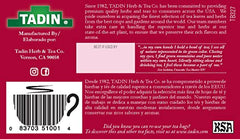 Tadin Damiana Tea box side, showcasing aroma variety for home sipping.